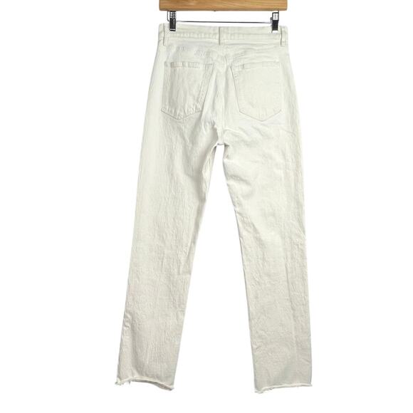 EUC LOFT 26/2 HIGH WAIST RELAXED STRAIGHT Frayed Hem Cream Casual Denim - Picture 4 of 11